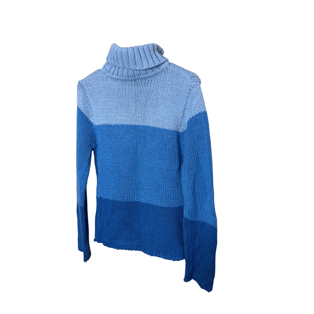 Vintage Rave Colorblock Turtleneck Sweater‎ Light Blue Knit Women's Size L - Picture 5 of 5